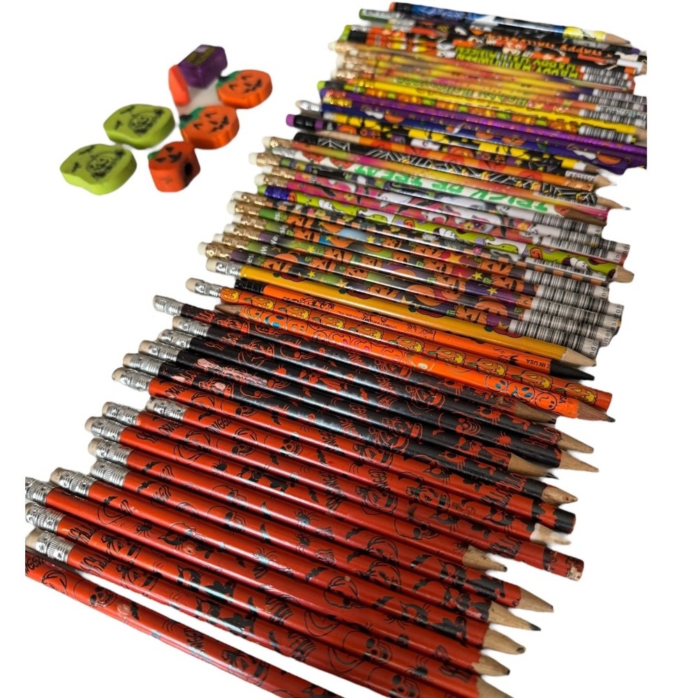 Halloween Pencils Erasers Lot Spooky Season Vintage y2k School Supplies B20Q